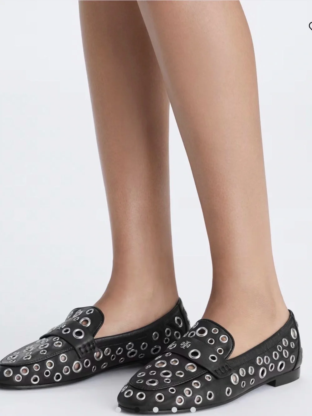 Tory Burch Black Leather eyelet ballet loafers size 9